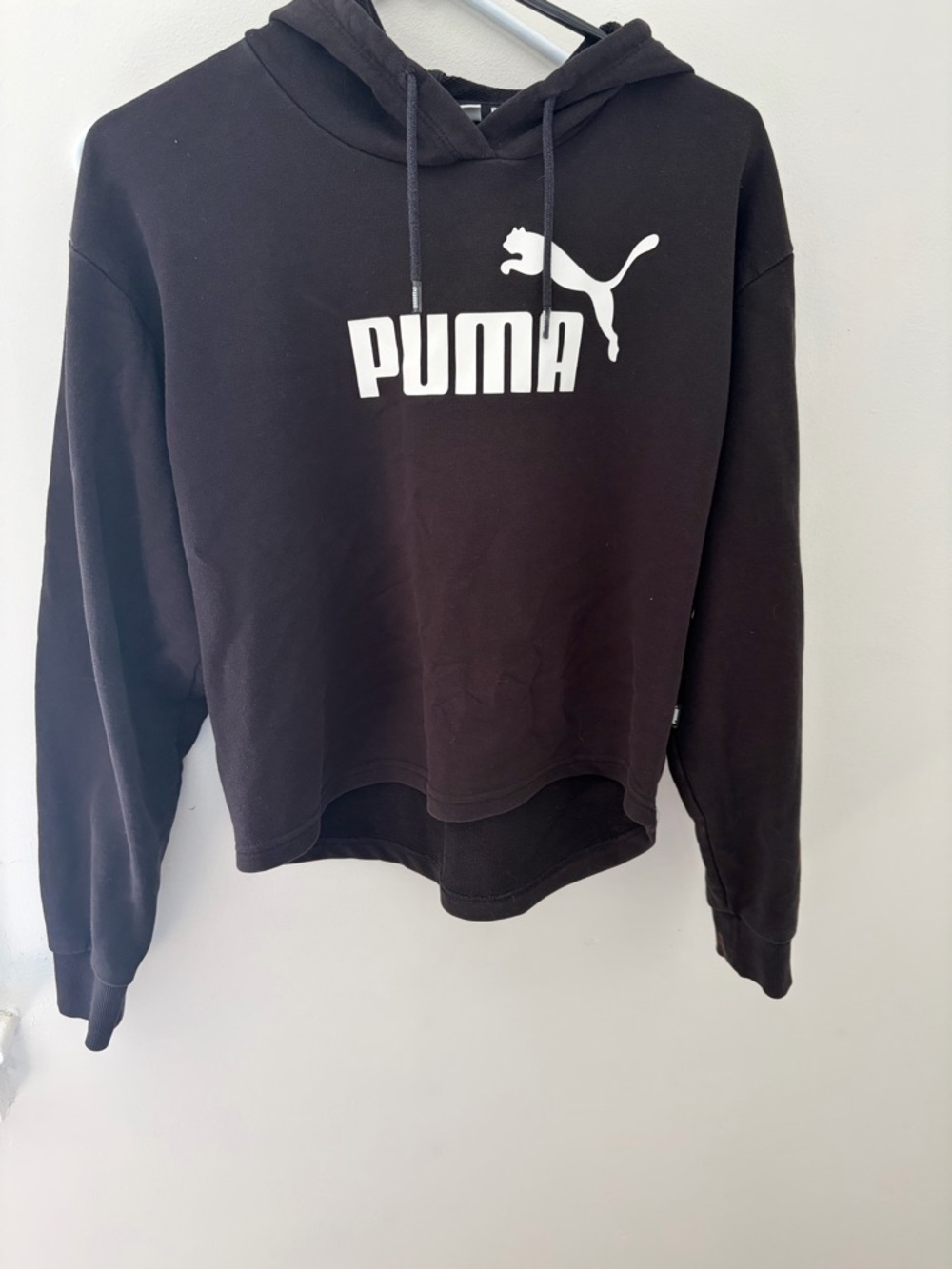 Puma Black Cropped Logo Hoodie